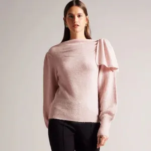 NWOT New TED BAKER Larbow Bow Sweater Pink Wool Knit Pullover US 10/L(TB 4)