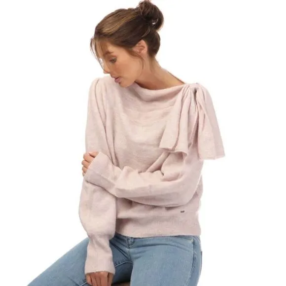 NWOT New TED BAKER Larbow Bow Sweater Pink Wool Knit Pullover US 10/L(TB 4)