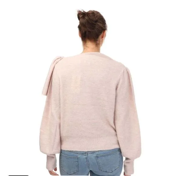 NWOT New TED BAKER Larbow Bow Sweater Pink Wool Knit Pullover US 10/L(TB 4)