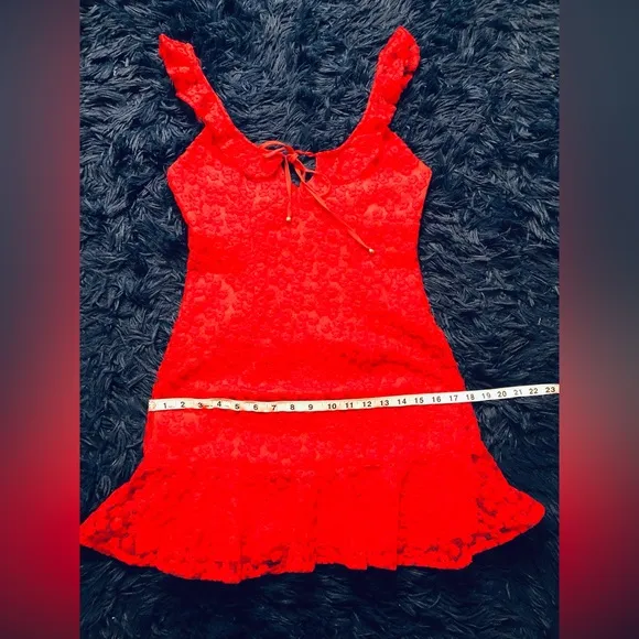 NWOT SAINTS   SECRETS EMBROIDERY RUFFLE NECKLINE SLEEVELESS MINI DRESS. SIZE S