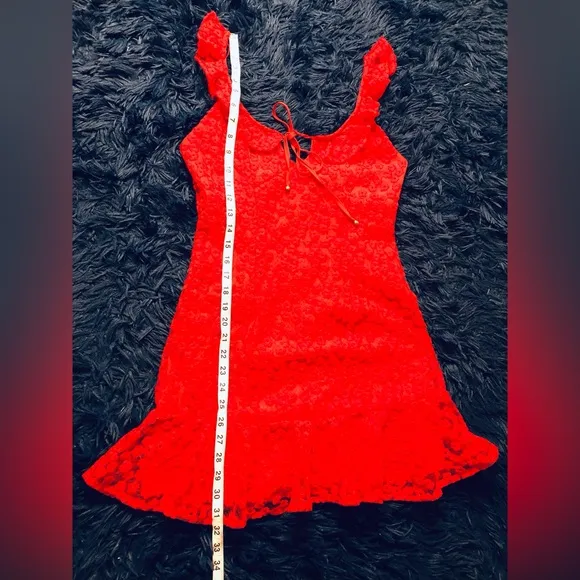 NWOT SAINTS   SECRETS EMBROIDERY RUFFLE NECKLINE SLEEVELESS MINI DRESS. SIZE S