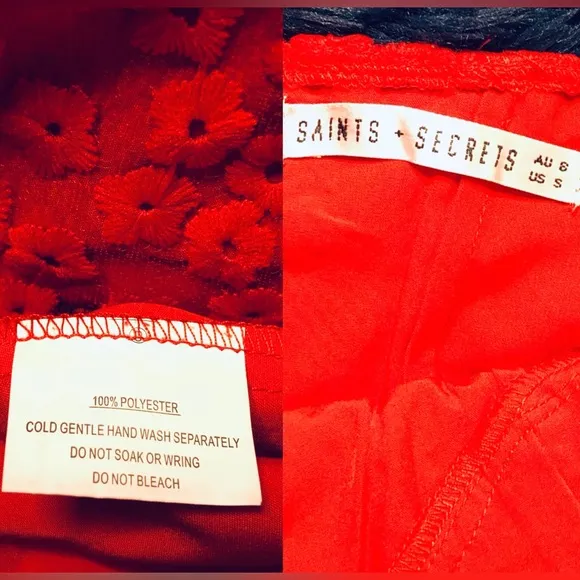 NWOT SAINTS   SECRETS EMBROIDERY RUFFLE NECKLINE SLEEVELESS MINI DRESS. SIZE S