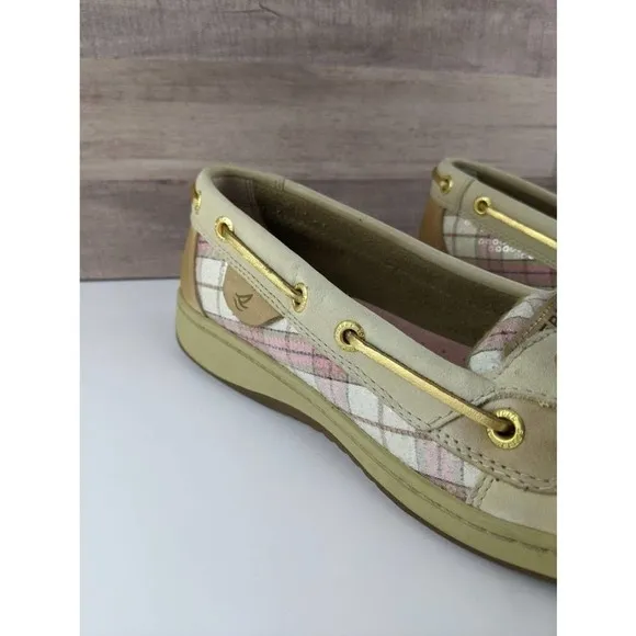 NWOT Sperry Pink Plaid Loafers