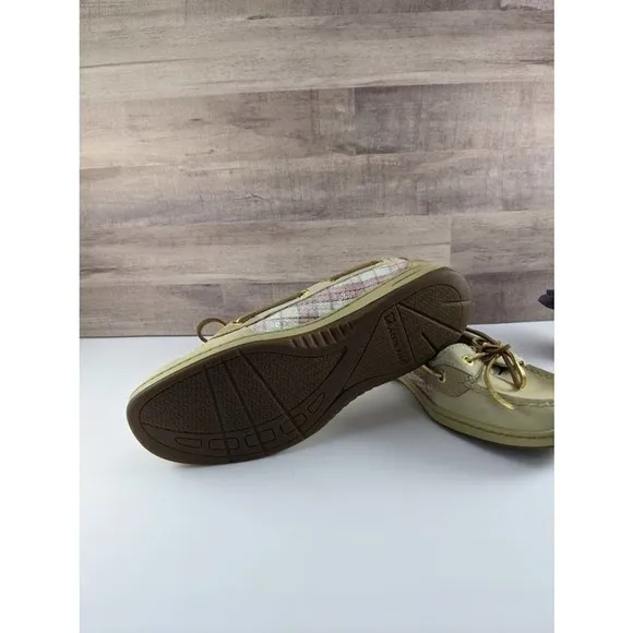 NWOT Sperry Pink Plaid Loafers