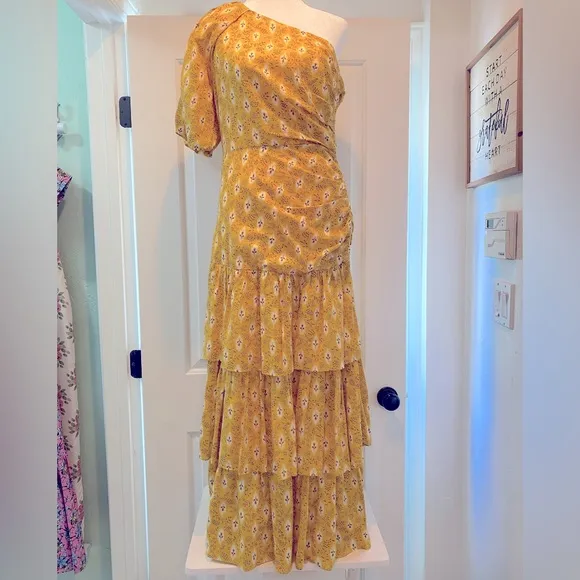 NWOT Veronica Beard Virginia One-Shoulder Dress/ Sun Multi
