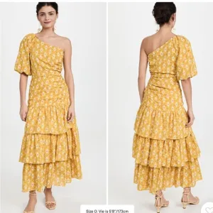 NWOT Veronica Beard Virginia One-Shoulder Dress/ Sun Multi