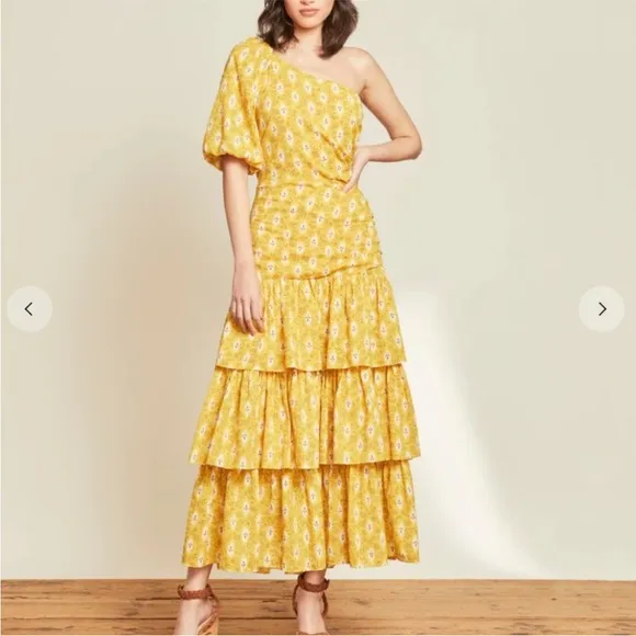 NWOT Veronica Beard Virginia One-Shoulder Dress/ Sun Multi