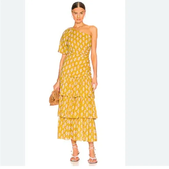 NWOT Veronica Beard Virginia One-Shoulder Dress/ Sun Multi
