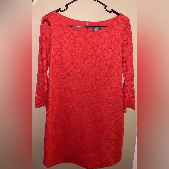 NWOT Vince Camuto Coral Lace Overlay cocktail Mini Dress size 8 ORIGINAL $180