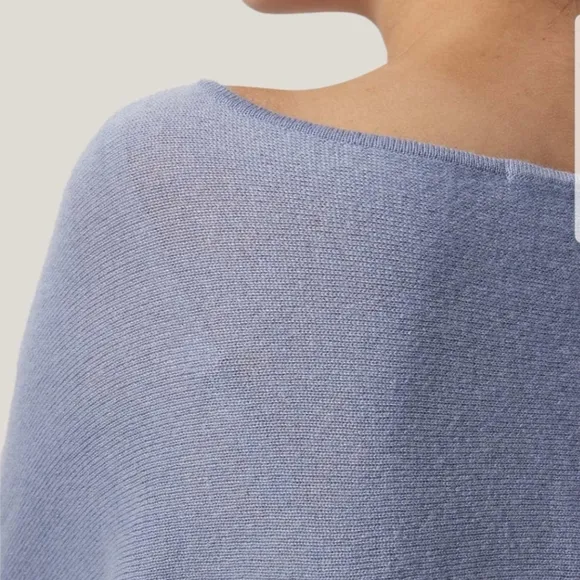 NWT 100% Cashmere Boatneck Sweater (Dusty Blue) - Gentle Herd