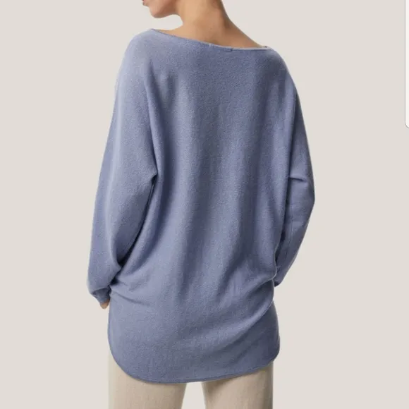 NWT 100% Cashmere Boatneck Sweater (Dusty Blue) - Gentle Herd