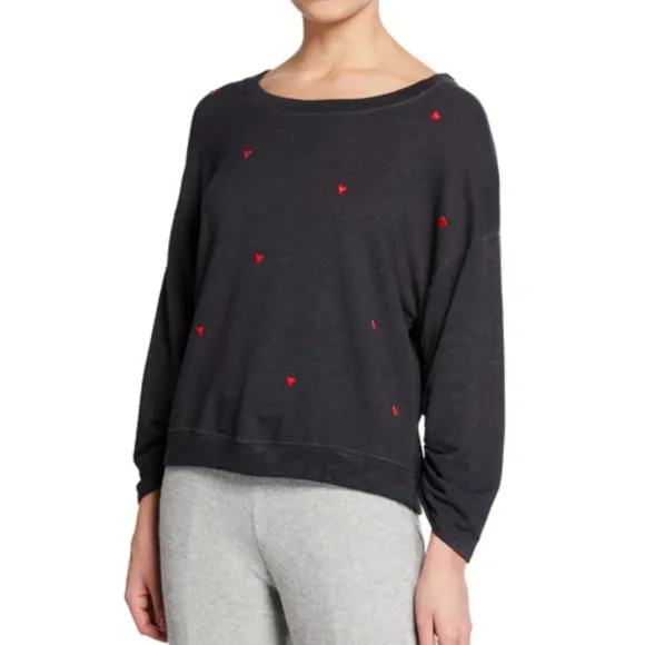 NWT $156 Sundry Heart Patches Boat-Neck Sweatshirt in size 0 / XS!