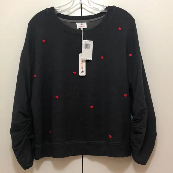 NWT $156 Sundry Heart Patches Boat-Neck Sweatshirt in size 0 / XS!