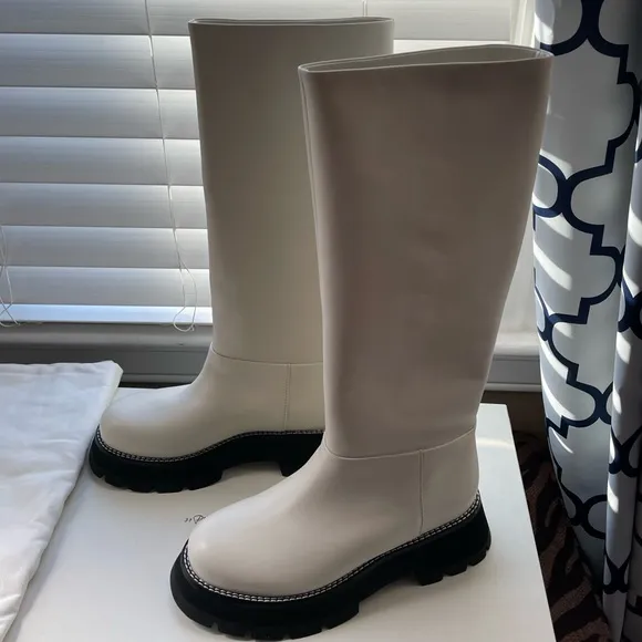 🤍NWT 3.1 Phillip Lim Kate Lug-sole Tube Boots in leather white black, 39,5