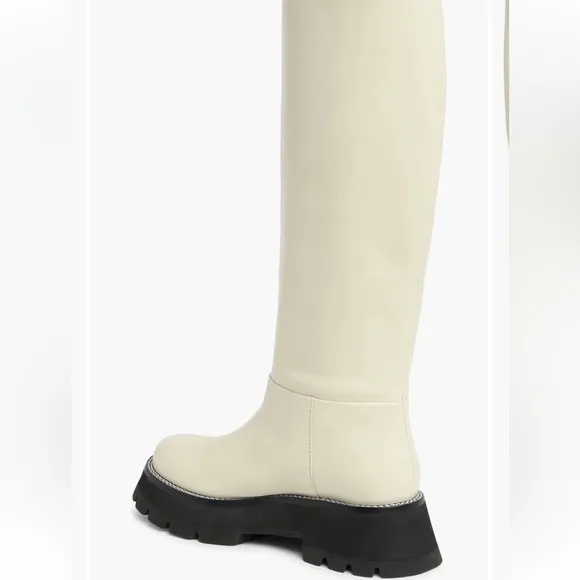 🤍NWT 3.1 Phillip Lim Kate Lug-sole Tube Boots in leather white black, 39,5
