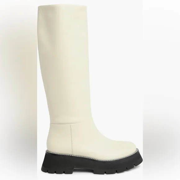 🤍NWT 3.1 Phillip Lim Kate Lug-sole Tube Boots in leather white black, 39,5