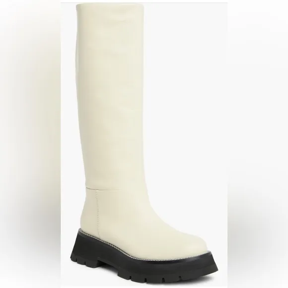🤍NWT 3.1 Phillip Lim Kate Lug-sole Tube Boots in leather white black, 39,5