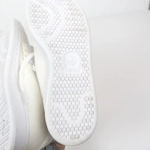 NWT Adidas Stan Smith Kid's White Sparkle Lace Up Sneakers Size 5