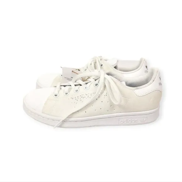 NWT Adidas Stan Smith Kid's White Sparkle Lace Up Sneakers Size 5