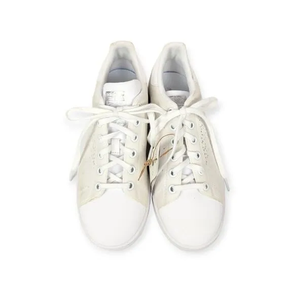 NWT Adidas Stan Smith Kid's White Sparkle Lace Up Sneakers Size 5