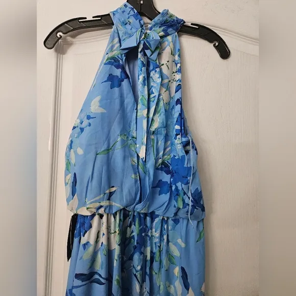 NWT Adrianna Papell Women's Blue  Floral Print Midi Dress SZ 4