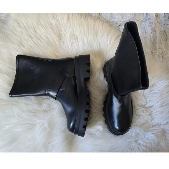 NWT Anthropologie Maeve Black Leather Moto Boots - EU41 (10.5-11.0 US)