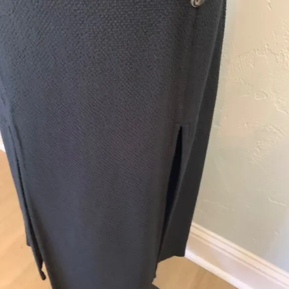 NWT Anthropologie Maeve Split Button Midi maxi skirt nautical stretch black 12