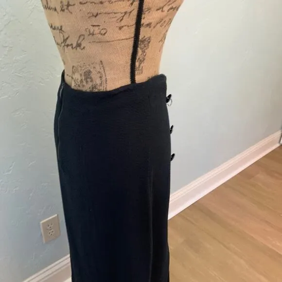 NWT Anthropologie Maeve Split Button Midi maxi skirt nautical stretch black 12