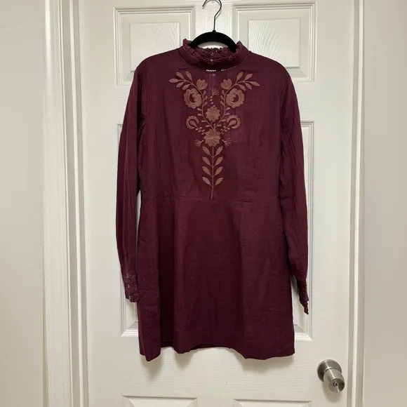 NWT ANTIK BATIK Burgundy Kiss Mini Dress