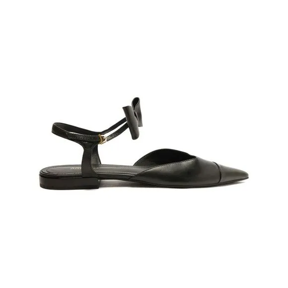 NWT AREZZO Womens Black Cap Toe Meredith Pointed Toe Ballet Flats 8 B
