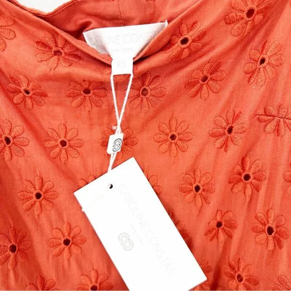 NWT Caroline Constas Wren Puff Sleeve Mini Dress XS Orange