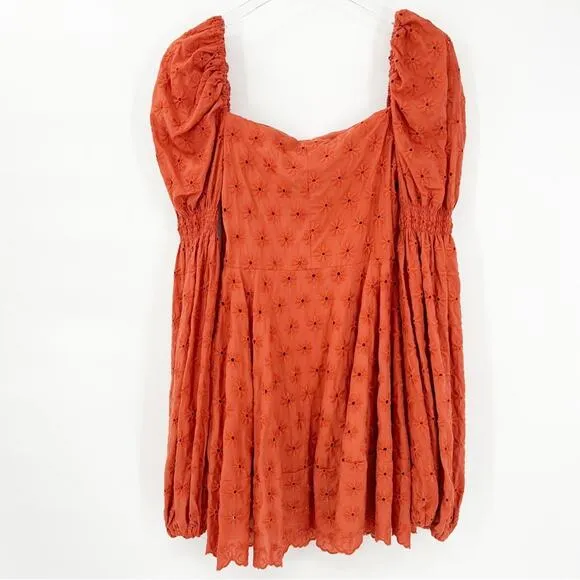 NWT Caroline Constas Wren Puff Sleeve Mini Dress XS Orange