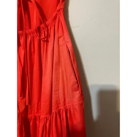 NWT CINQ A SEPT Maisey Puffed Sleeve Tiered Open-Back Dress sz 2