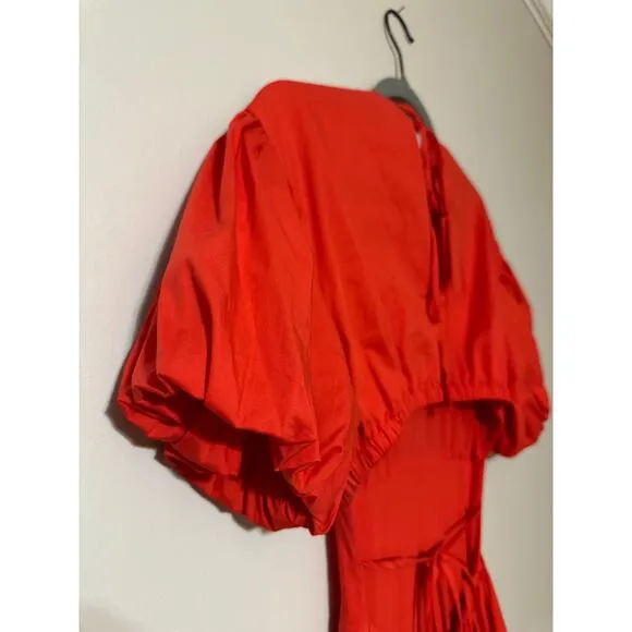 NWT CINQ A SEPT Maisey Puffed Sleeve Tiered Open-Back Dress sz 2