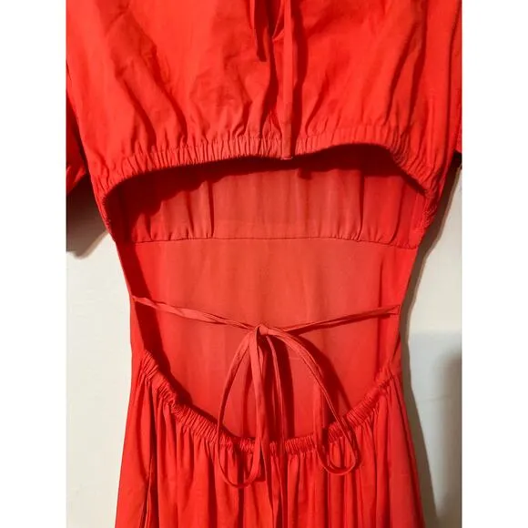 NWT CINQ A SEPT Maisey Puffed Sleeve Tiered Open-Back Dress sz 2