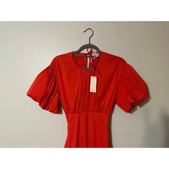 NWT CINQ A SEPT Maisey Puffed Sleeve Tiered Open-Back Dress sz 2