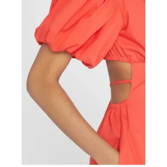 NWT CINQ A SEPT Maisey Puffed Sleeve Tiered Open-Back Dress sz 2