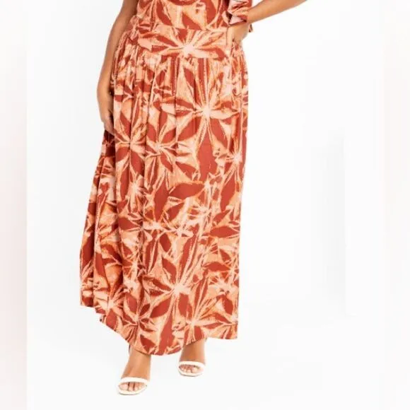 NWT- City Chic- Tully Skirt - rust floral maxi skirt- size 20