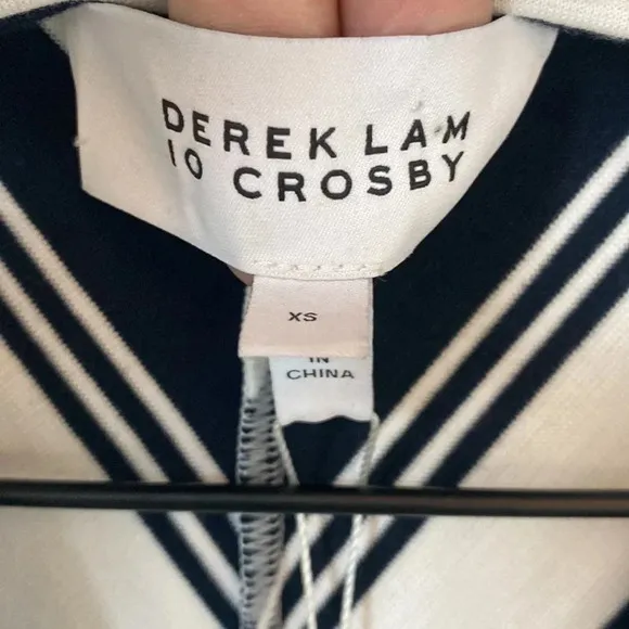 NWT Derek Lam 10 Crosby Striped Knee Length High Neck Midi Dress XS