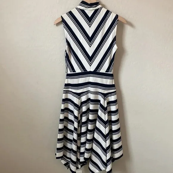NWT Derek Lam 10 Crosby Striped Knee Length High Neck Midi Dress XS