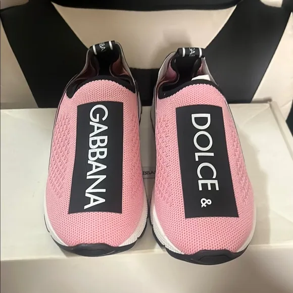 NWT Dolce &amp; Gabbana Kids Pink Slip-On Sneakers