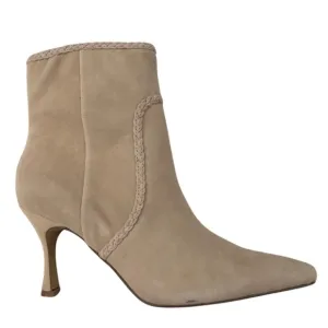 NWT Express Genuine Suede Braid Trim Side Zip Ankle Boots Light Tan w/Dust Bag 7