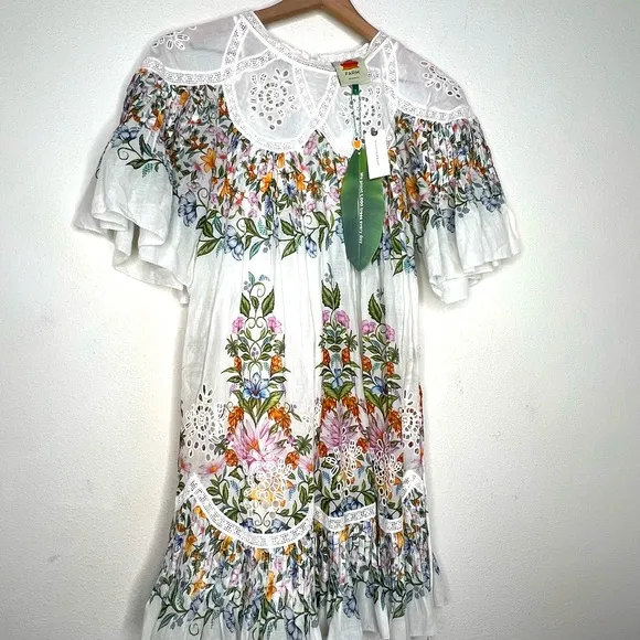 NWT Farm Rio Sweet Bloom Bouquet Short-SleeveMini Dress, size S