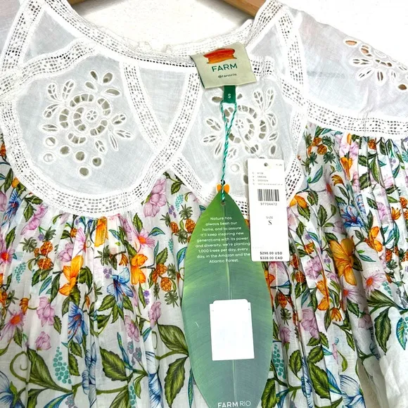 NWT Farm Rio Sweet Bloom Bouquet Short-SleeveMini Dress, size S
