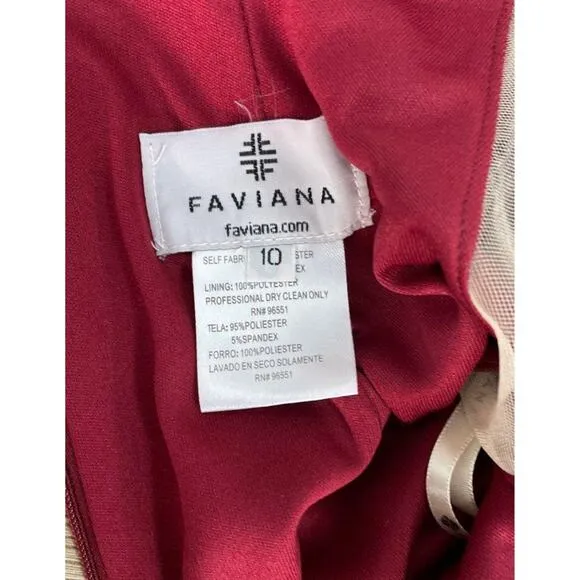 NWT FAVIANA Illusion Low Back Wine color Mini Dress, size 6, party formal