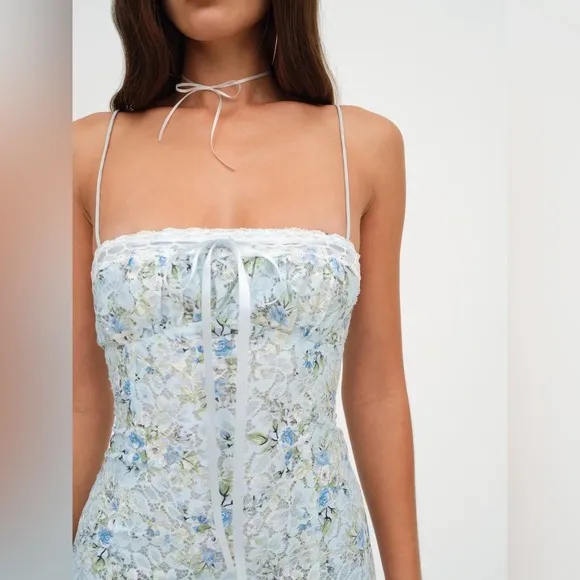 NWT | For Love And Lemons Carrie Mini Dress in Blue Size M