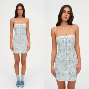 NWT | For Love And Lemons Carrie Mini Dress in Blue Size M