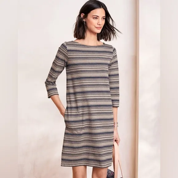 NWT Garnet Hill Organic-Cotton Bateau-Neck Dress Size 12