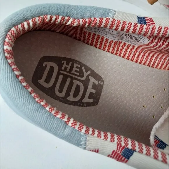 NWT Hey Dude Wally Americana Patriotic Slip On Sneaker Sz 11