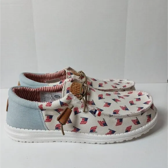 NWT Hey Dude Wally Americana Patriotic Slip On Sneaker Sz 11